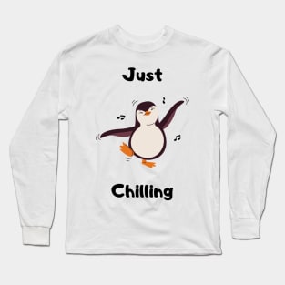 Just Chilling Penguin Design Long Sleeve T-Shirt